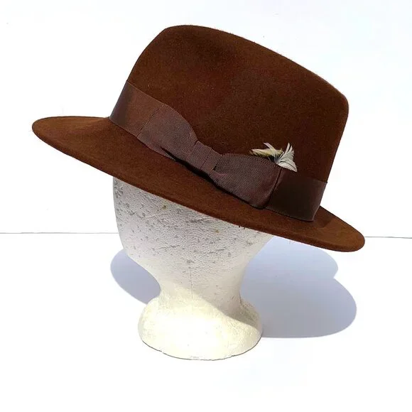 Vintage Men's Makins Felt Fedora Barney's New York, Chocolate